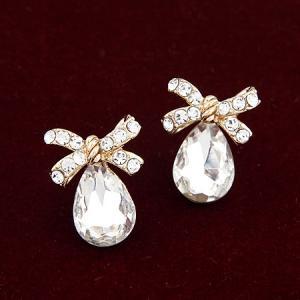 Pearl Shape Gem Stone With Bowtie Earrings