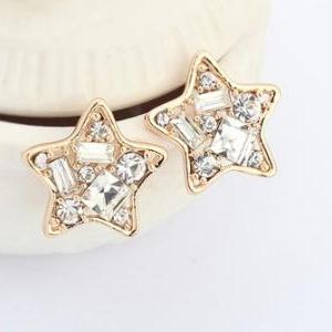 White Rhinestone Star Earrings