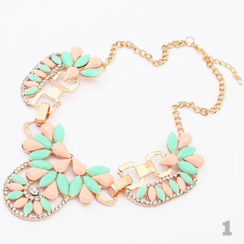 Mint Pink And Green Gem Stone Necklace