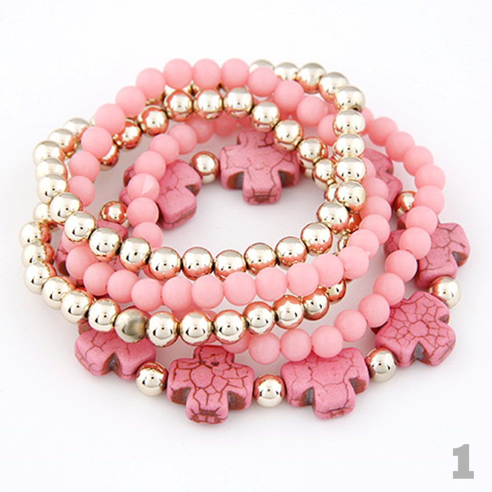 Cross And Beads Stretchy Bracelets Pack on Luulla