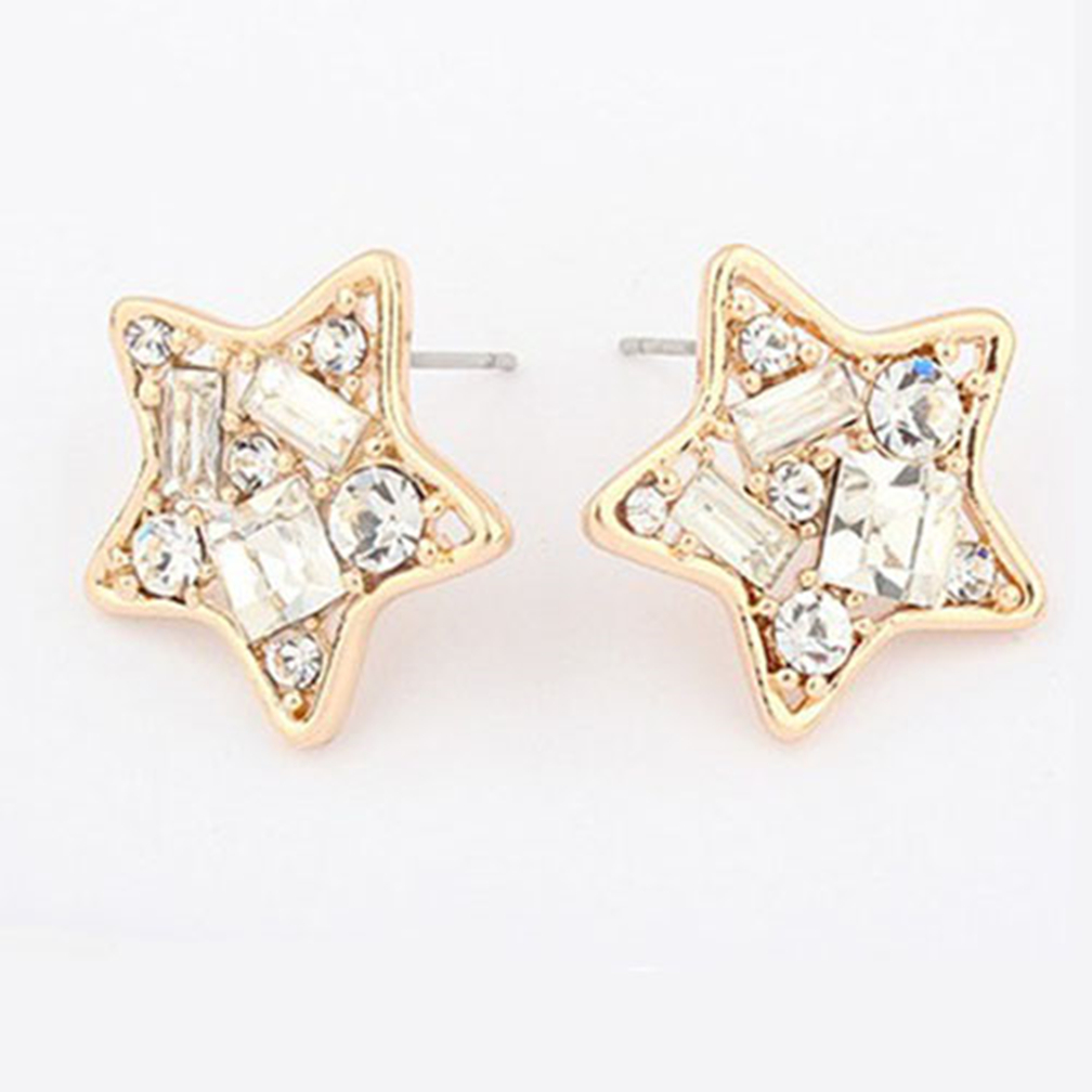 White Rhinestone Star Earrings