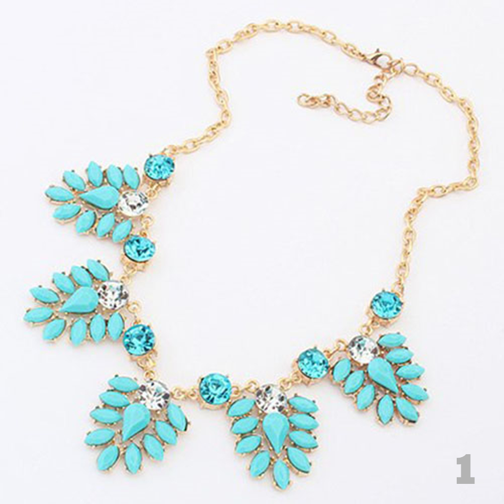 Leaf Shape Rhinestone Necklace on Luulla
